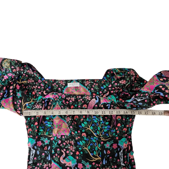 Sandro Ivea Floral Silk Blouse Square Neck Size 1 US Small - Picture 6 of 8